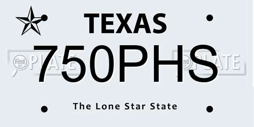 750PHS Texas License Plate