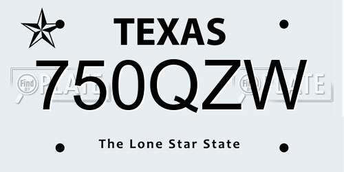 750QZW Texas License Plate