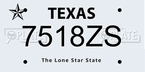 7518ZS Texas License Plate