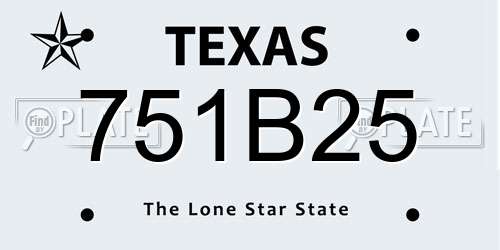 751B25 Texas License Plate