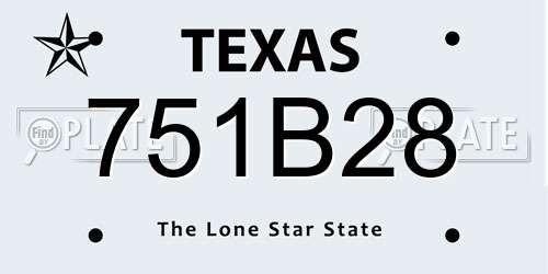 751B28 Texas License Plate