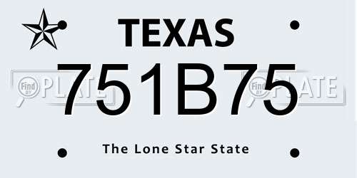 751B75 Texas License Plate