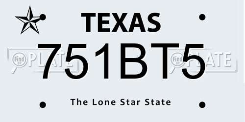 751BT5 Texas License Plate