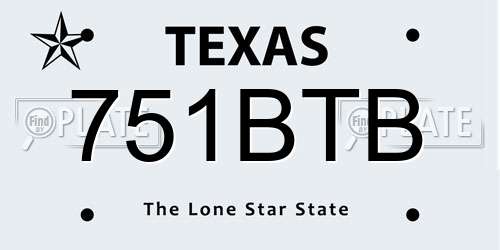 751BTB Texas License Plate