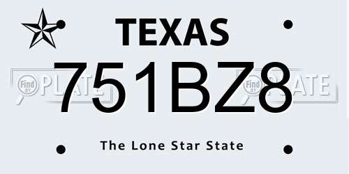 751BZ8 Texas License Plate