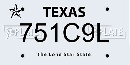 751C9L Texas License Plate
