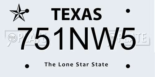 751NW5 Texas License Plate