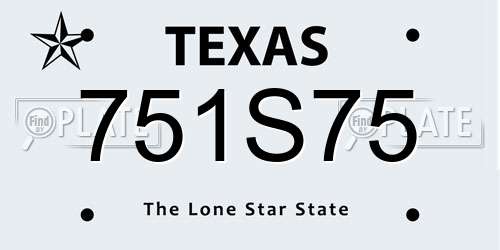 751S75 Texas License Plate