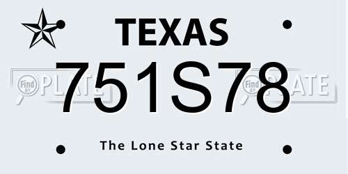 751S78 Texas License Plate