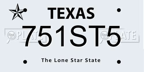 751ST5 Texas License Plate