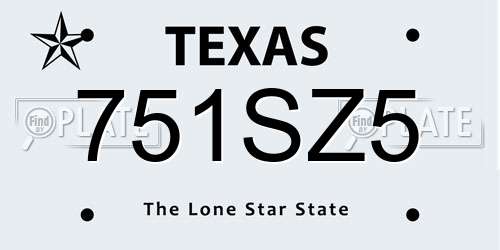 751SZ5 Texas License Plate