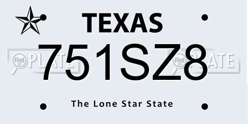 751SZ8 Texas License Plate