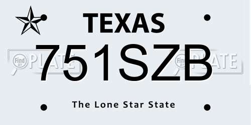 751SZB Texas License Plate