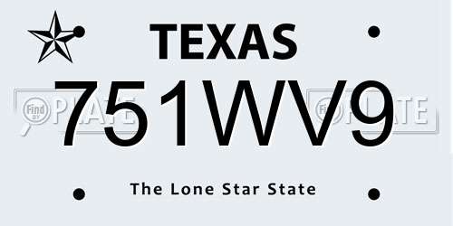 751WV9 Texas License Plate