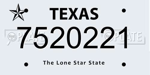 7520221 Texas License Plate