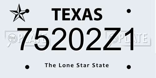 75202Z1 Texas License Plate