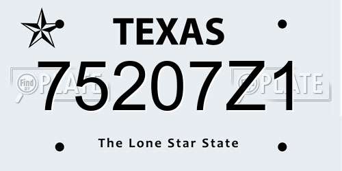 75207Z1 Texas License Plate