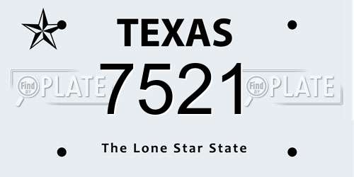 7521 Texas License Plate