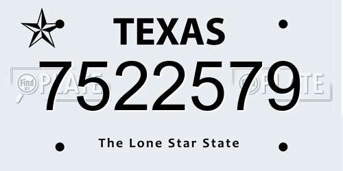 7522579 Texas License Plate