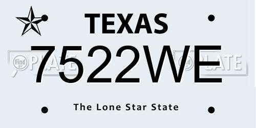 7522WE Texas License Plate