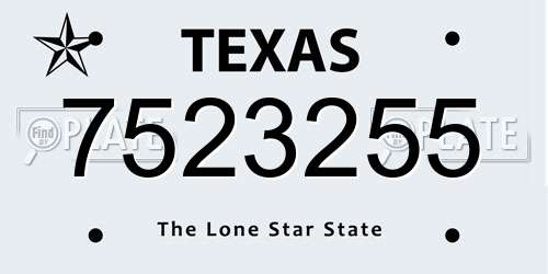 7523255 Texas License Plate
