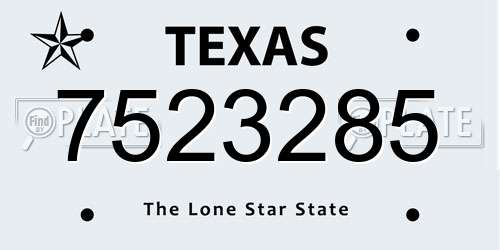 7523285 Texas License Plate