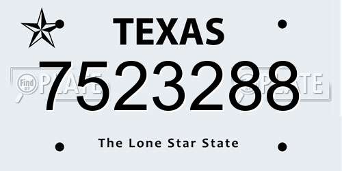 7523288 Texas License Plate