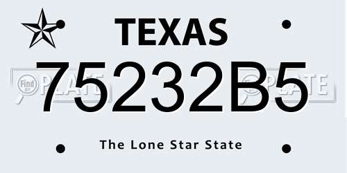 75232B5 Texas License Plate