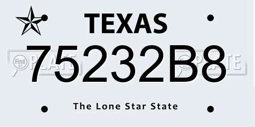 75232B8 Texas License Plate
