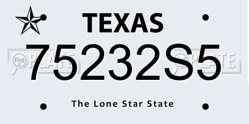 75232S5 Texas License Plate