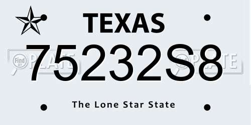 75232S8 Texas License Plate