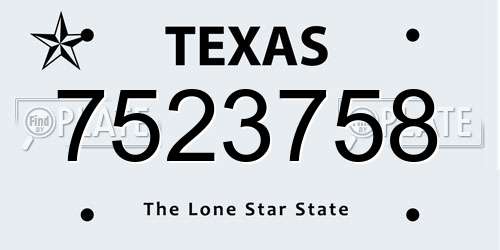 7523758 Texas License Plate