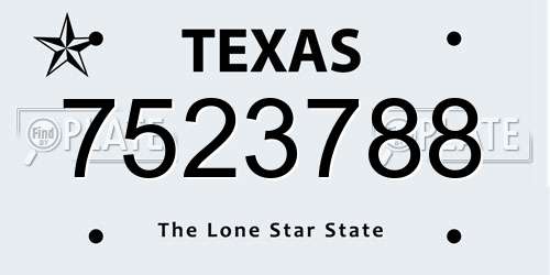 7523788 Texas License Plate