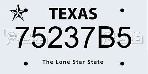 75237B5 Texas License Plate