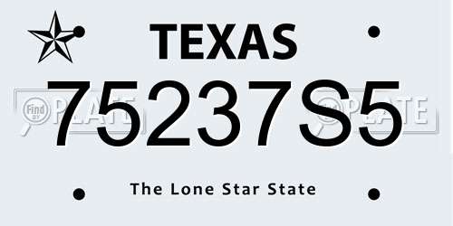 75237S5 Texas License Plate