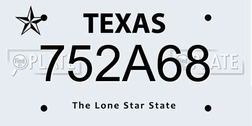 752A68 Texas License Plate