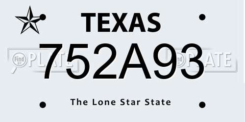752A93 Texas License Plate