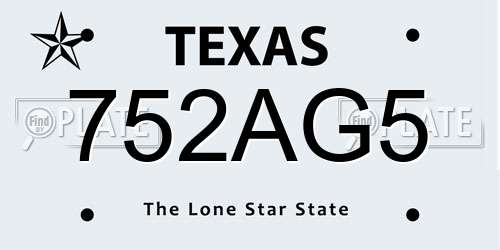 752AG5 Texas License Plate