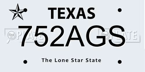 752AGS Texas License Plate