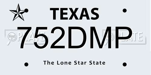 752DMP Texas License Plate
