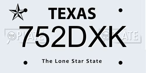 752DXK Texas License Plate