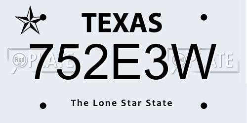 752E3W Texas License Plate