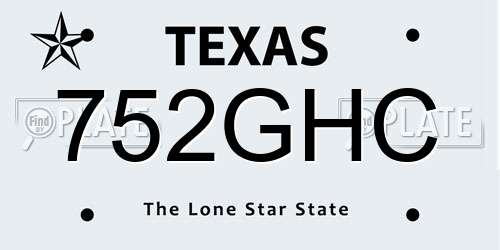 752GHC Texas License Plate