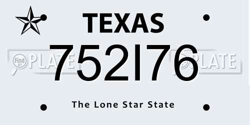 752I76 Texas License Plate