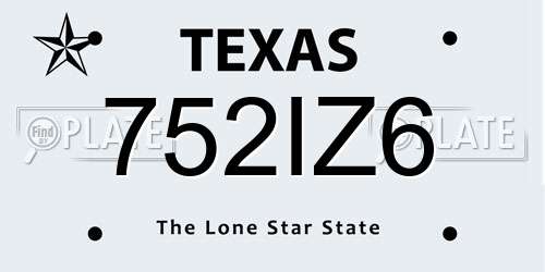 752IZ6 Texas License Plate