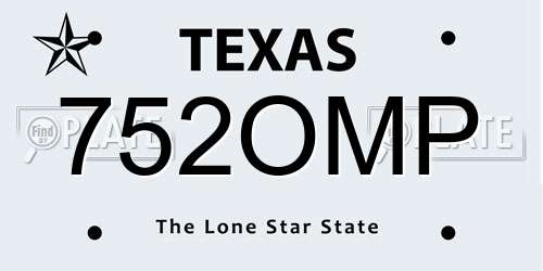 752OMP Texas License Plate
