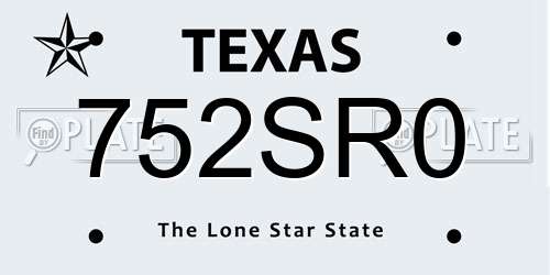 752SR0 Texas License Plate