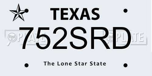 752SRD Texas License Plate
