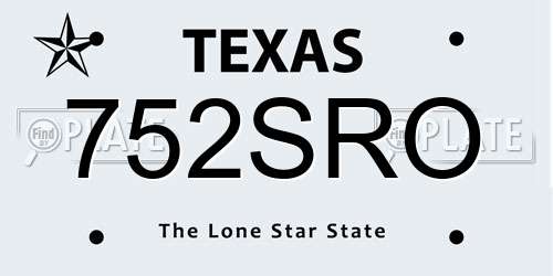 752SRO Texas License Plate