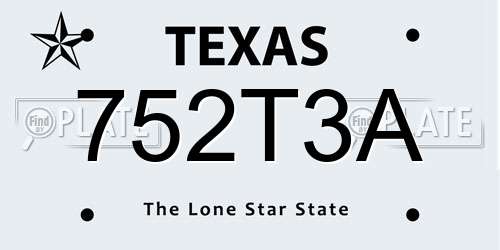 752T3A Texas License Plate